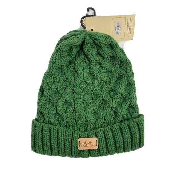 Aran Traditions Accessories - Aran Traditions Green Cable Knit Winter Hat NWT